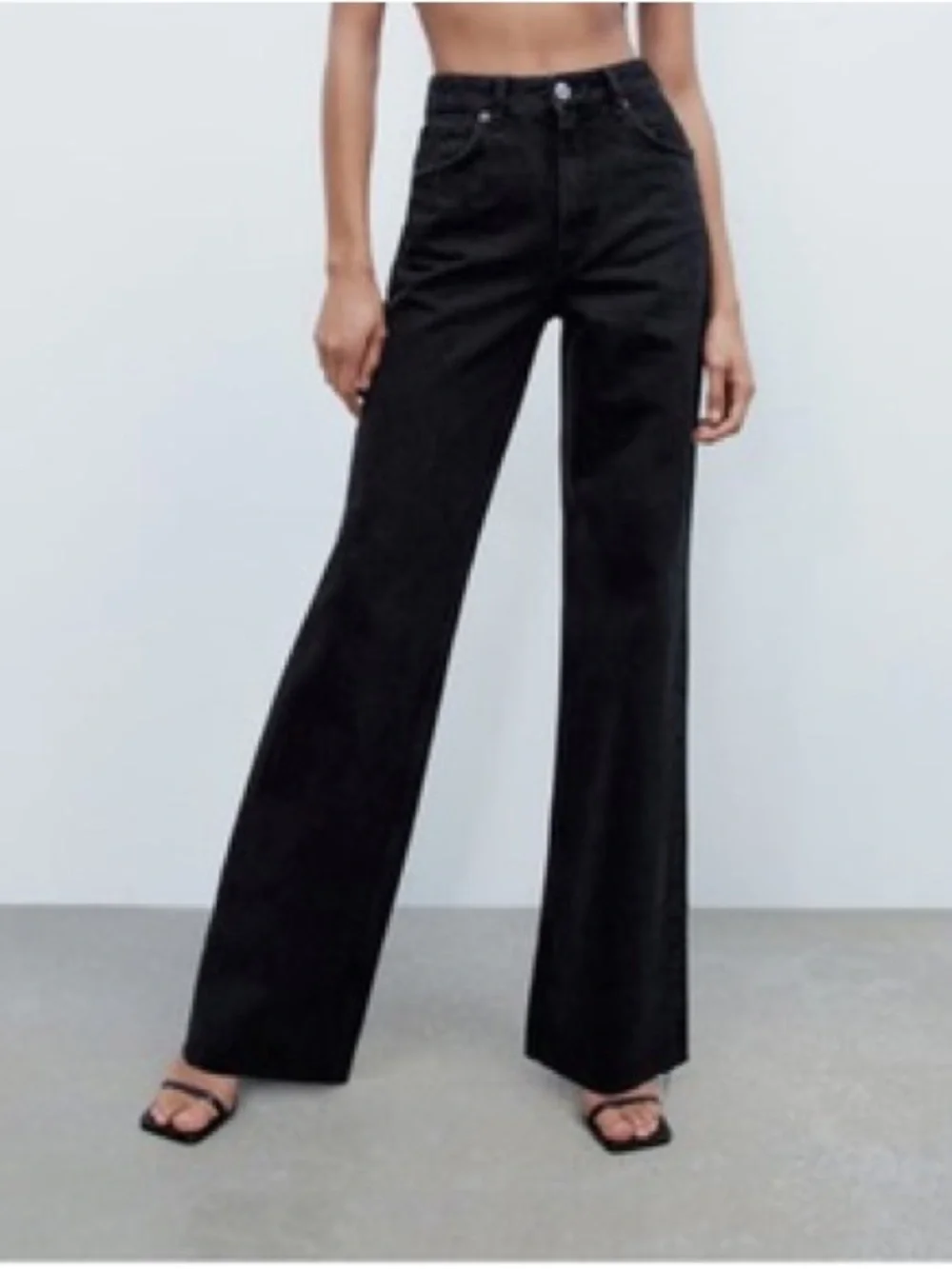 Zara High Rise Wide Leg Jeans Black
